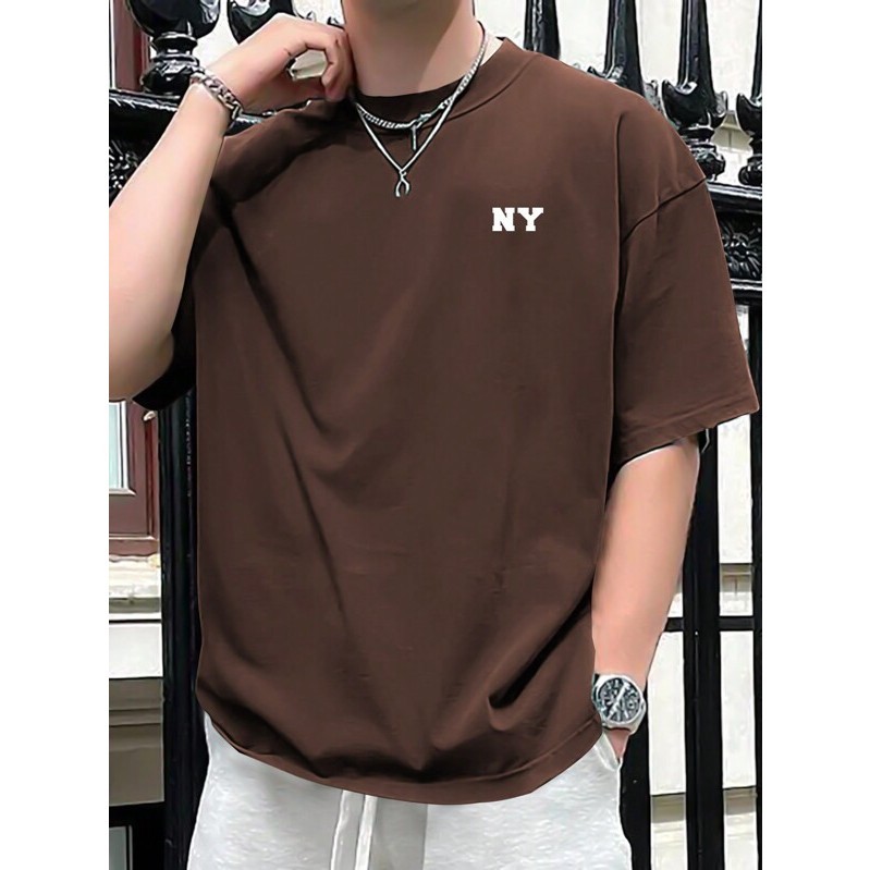 Camiseta Oversized Unissex Slim Fit NY Estampada Cores Terra 100% Algodão Premium Conforto e Estilo