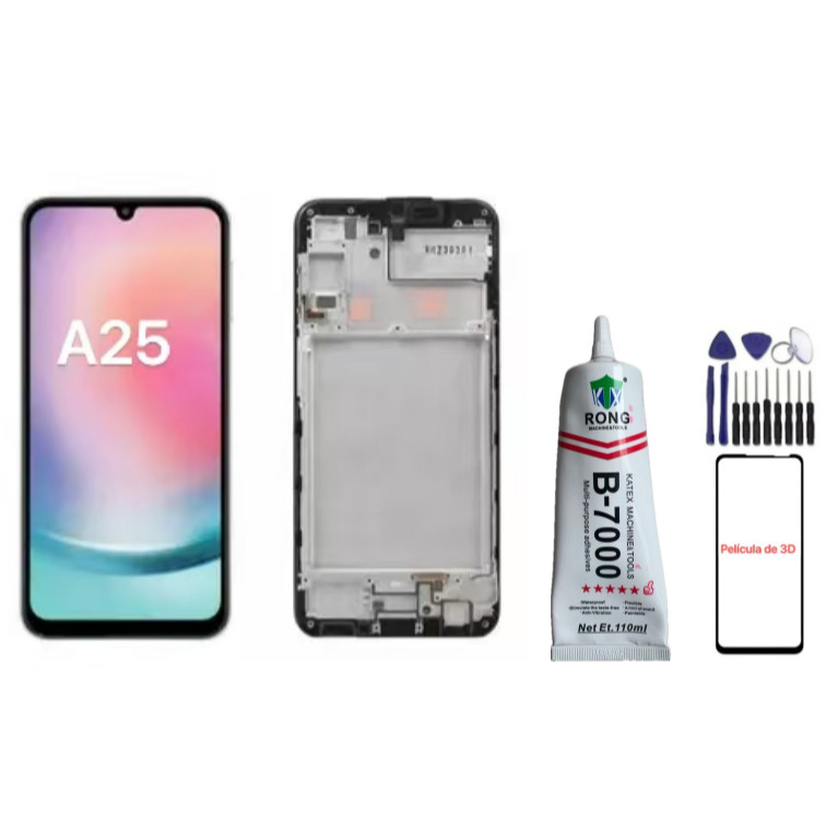 Frontal Touch Lcd Display Tela Compatível Galaxy A25 5G A256 Sem Aro / Com Aro