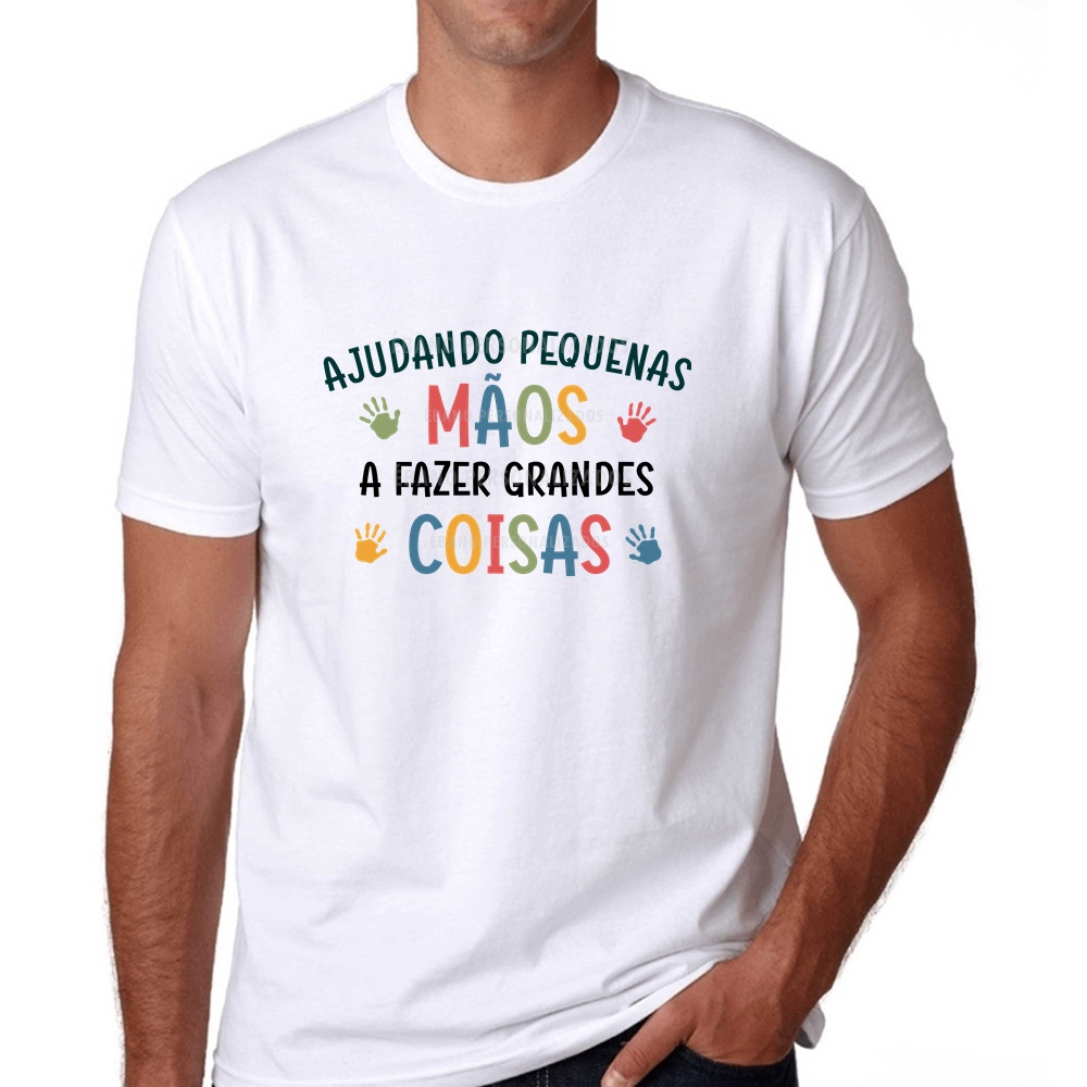 Linda T-shirt Camiseta ajudando pequenas mãos a fazer grandes coisas pedagogia educação infantil dia do professor Postag