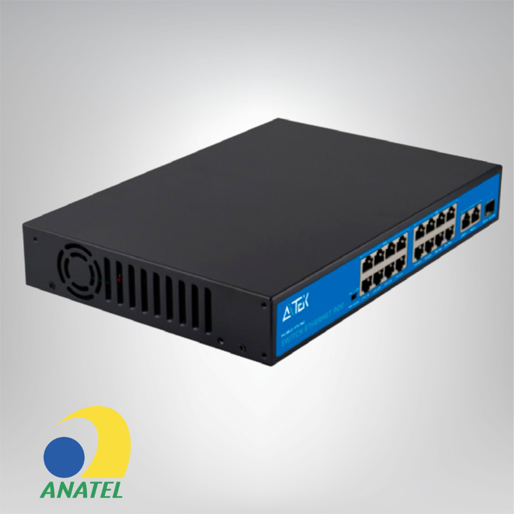 Switch PoE Gigabit 16 Portas + 2 Uplink + 1 SFP ATS-1182 10/100/1000Mbps AITEK