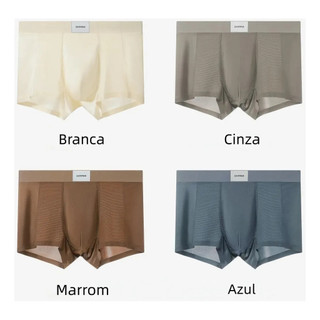 Cueca Boxer Cetim Masculina Kit 4 Peças Toque Sedoso Premium ice silk acetinada gelada com tela respirável confortável