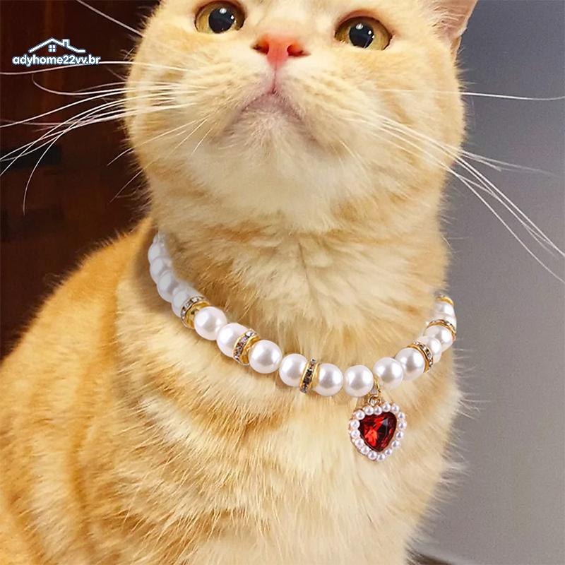 adyhome22vv Moda Ajustável Pet Pérola Nelace Gato Cão Coleira De Festa De Casamento Acessórios De Joias Para Animais De 
