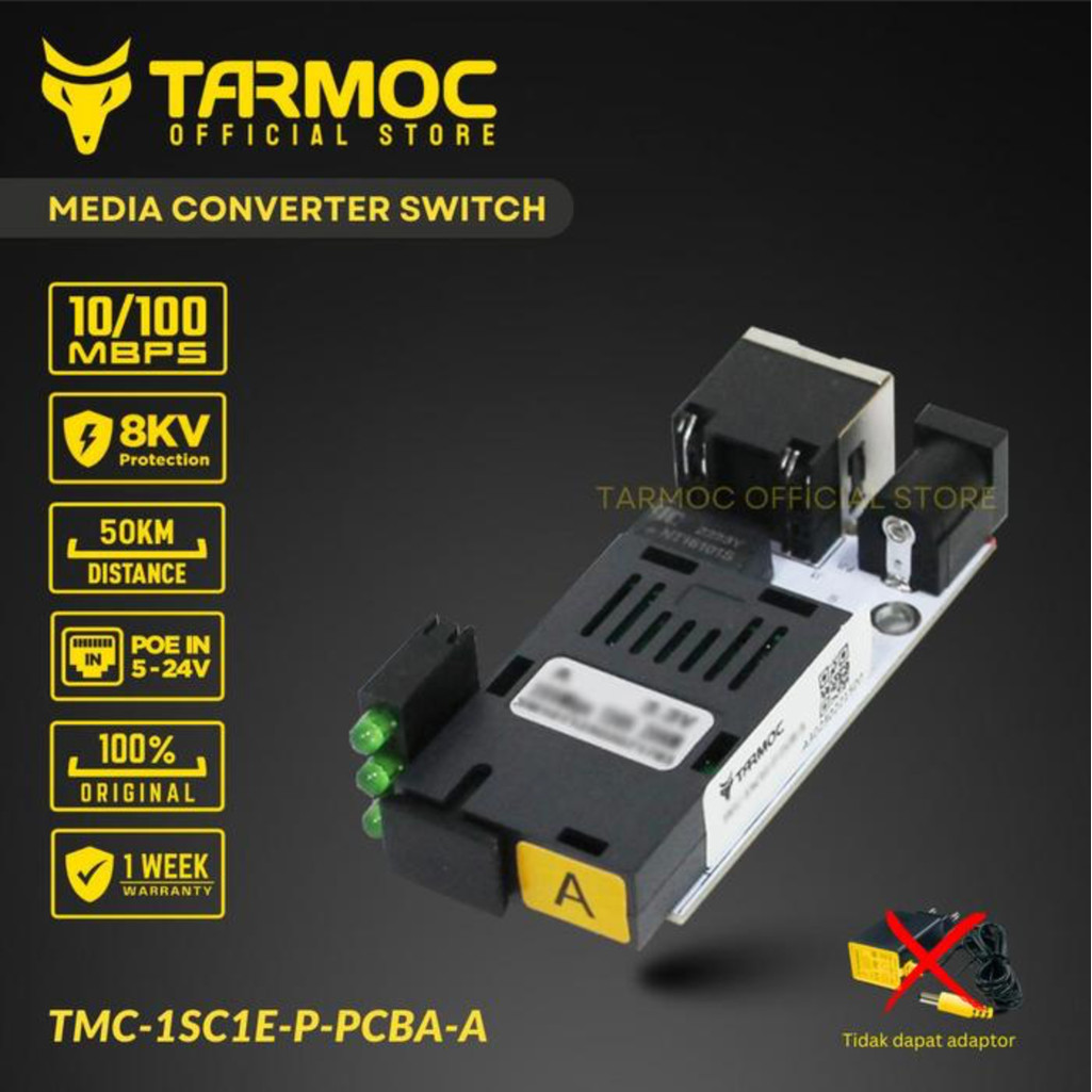 Tarmoc TMC-1SC1E-P-A-PCBA PCB - A Conversor de Midia Fibra Optica Switch 1 SC1 LAN / 1 FO 1 LAN 10/100 POE IN 5-24 Volt