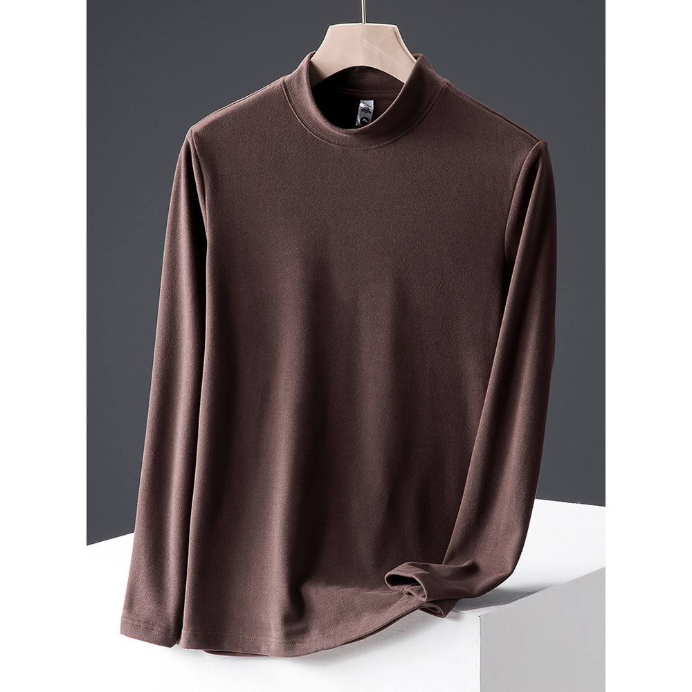 Inverno alemão veludo camisa de fundo masculino outono inverno estilo quente roupas internas inverno meia gola alta cami