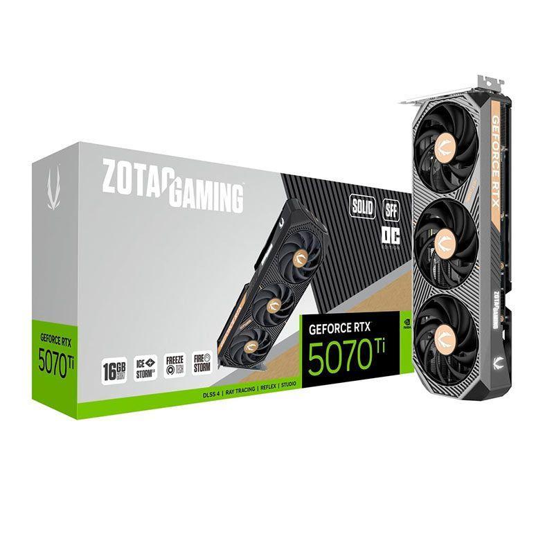 Placa de Video Zotac Gaming GeForce RTX 5070 Ti Solid SFF OC, 16GB, GDDR7, 256-b