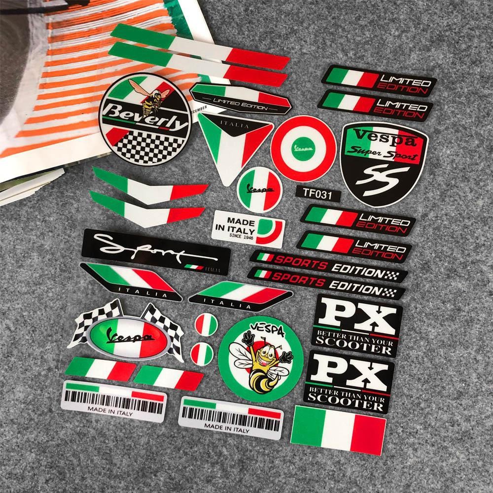 Adesivos Refletivos Para Motocicleta , Bandeira Da Itália , Decalques PIAGGIO VESPA GTS Primavera 150 SPRINT 125 1200 25