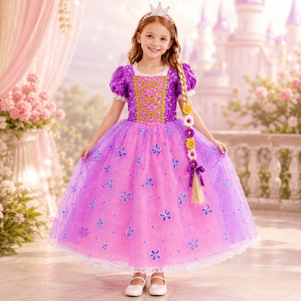 Fantasia Infantil Rapunzel Princesa Luxo Vestido Temático