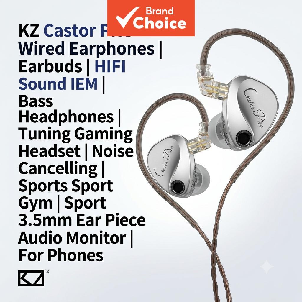 KZ Castor Pro Fones De Ouvido Intra-Auriculares Com Fio HiFi Sound IEM Bass Tuni
