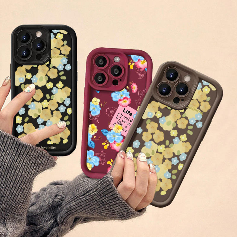 Minimalista Fresco Amarelo Rosa Margarida Padrão Caso De Telefone Compatível Para Samsung A15 A21S A22 A23 A24 A25 A31 A
