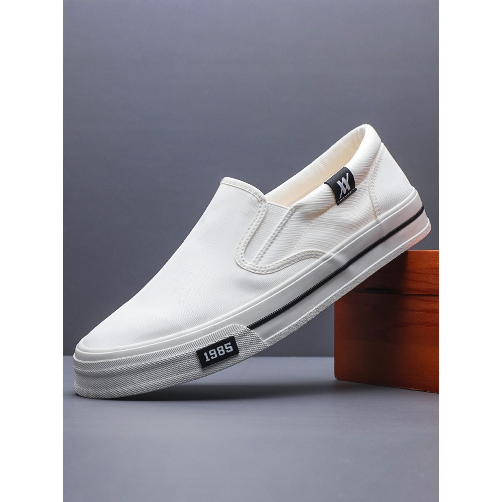 Sapatos masculinos de verão respirável sapatos de lona fina sapatos brancos masculinos tênis casuais deslizamento-em vel