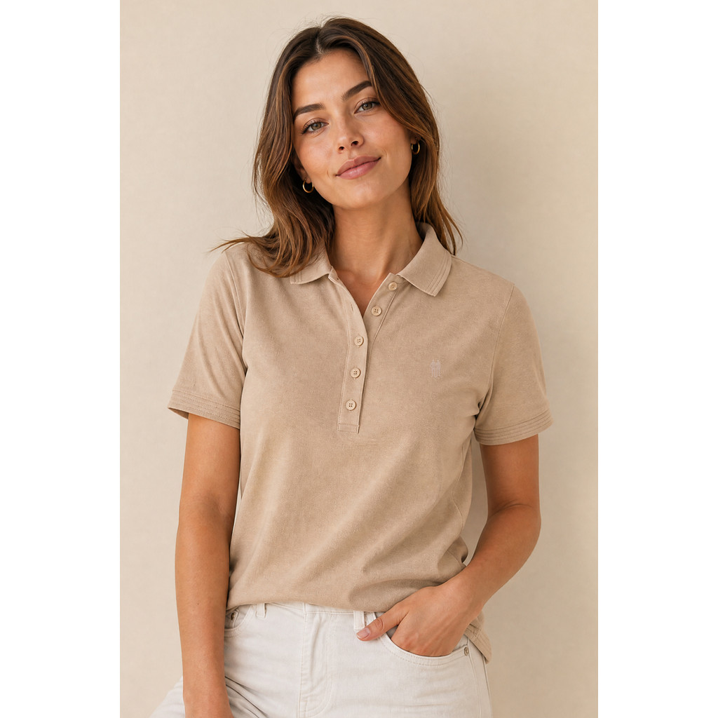 Polo Feminina Premium Polo Wear Bege Médio