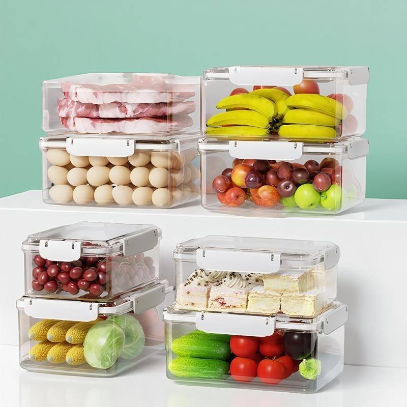 TSBR Recipientes De Armazenamento De Frutas Alimentos Frescos Geladeira Transparente Organizador Multifuncional Refeição