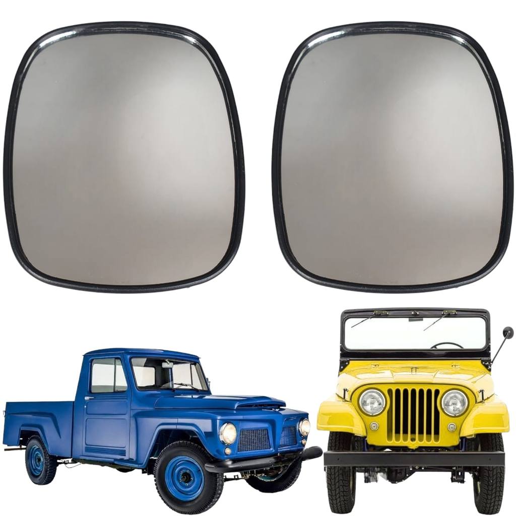 Par De Espelhos Retrovisores Retangular Jeep / Rural / F 75 Ford Willys