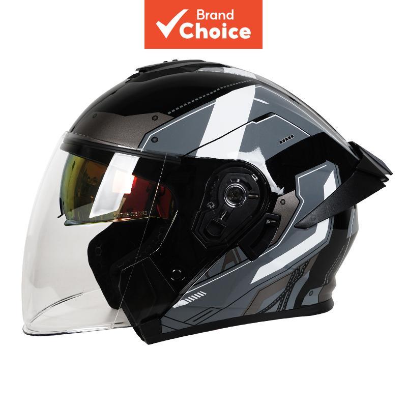 Capacete De Motocicleta Unissex Anchi Vintage De 2 Lentes 3/4 Para Todas As Estações , Quente E Elegante