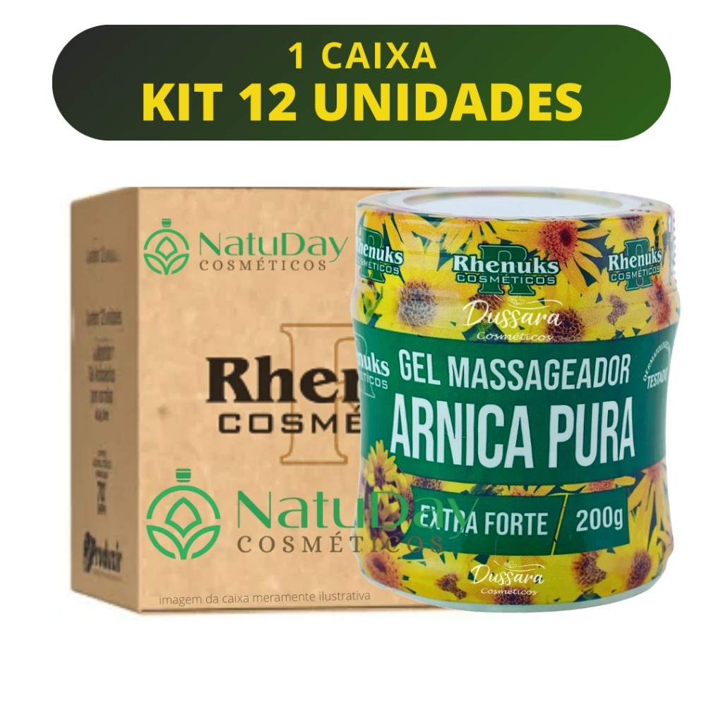 Kit C/ 12 Gel Para Massagem Muscular Arnica Pura (Extra-F0RTE) 200g Rhenuks