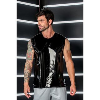 Regata Masculina em Vinil Preta Moda Masculina Verão Casual Leve Confortável