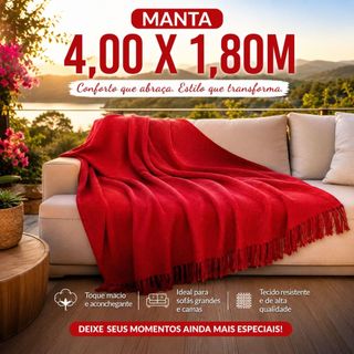 Manta Decorativa para Sofá King 4,00 x 1,80 Macia e Resistente – Funcional E Proteção com Estilo