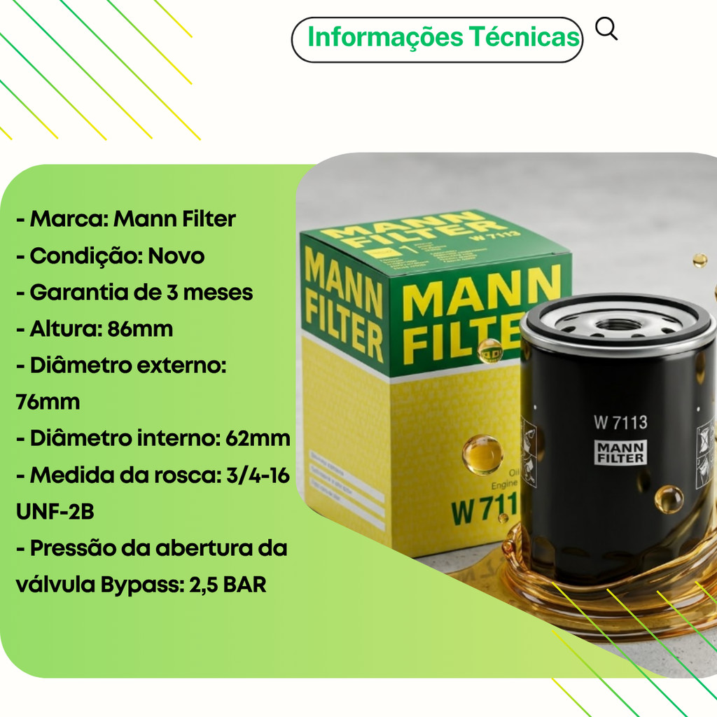 Filtro Oleo Mann Original Ford Fiesta Ecosport Focus - Cód W7113 · foto 2