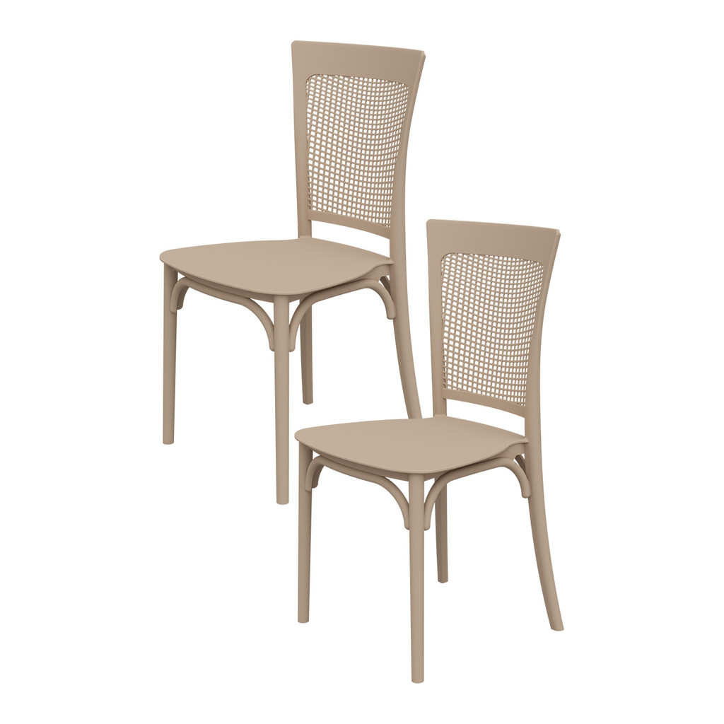Kit 2 Cadeiras De Jantar Com Estilo Palhinha Em Plástico