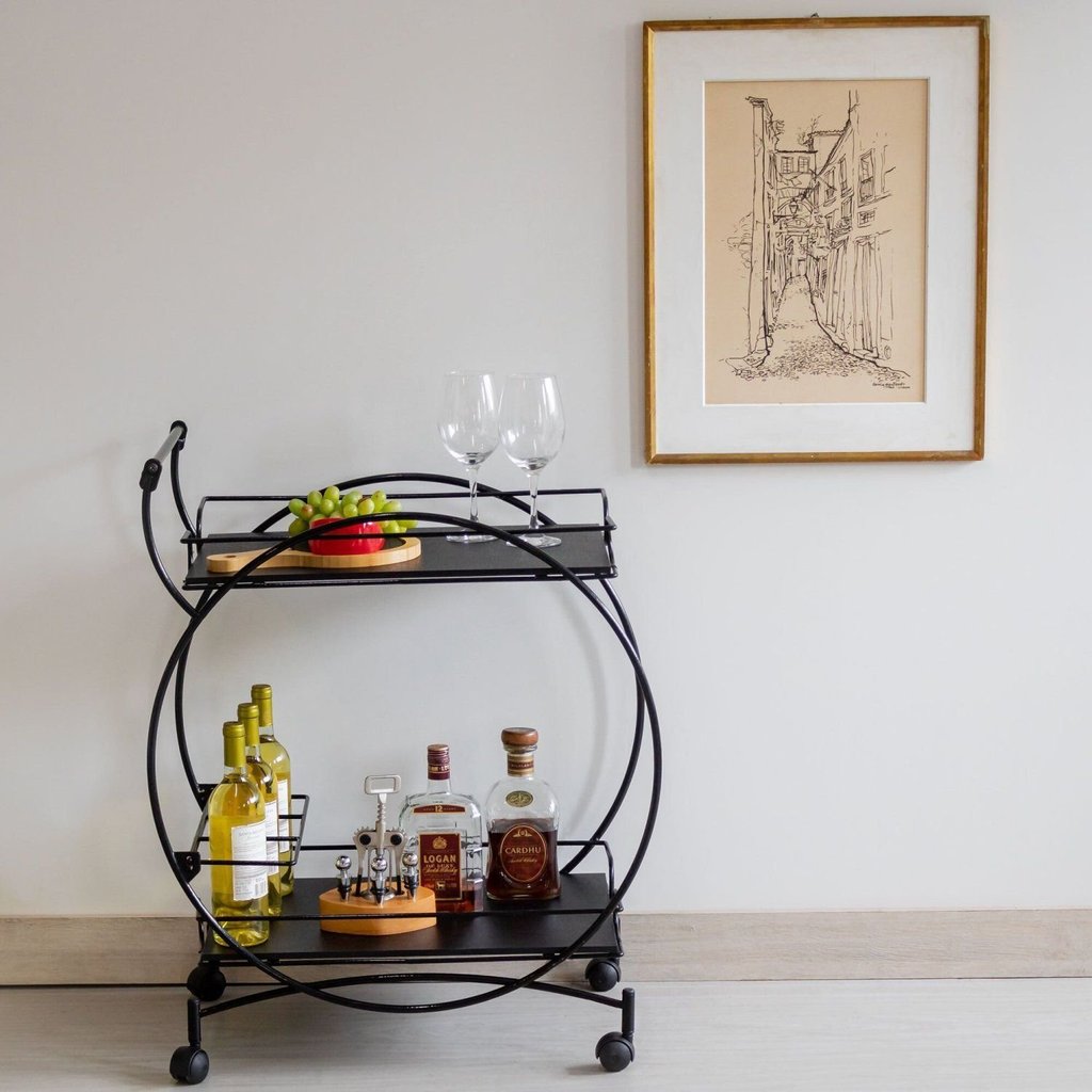 Carrinho Bar Decorativo Vintage Preto