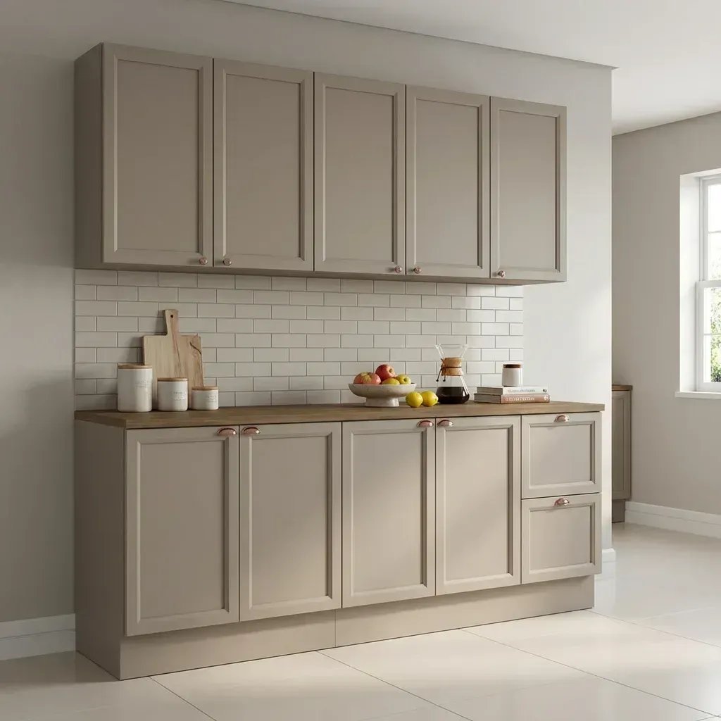 Cozinha Completa Modulada Americana 4 Peças com Balcão com Tampo e 2 Gavetas Unna Yescasa Gris Cinza Gris