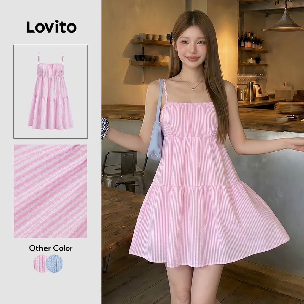Lovito Casual Vestido Rosa Clássico Versátil Dia Primavera/verão Usar No Trabalho Para Mulheres L151AD048