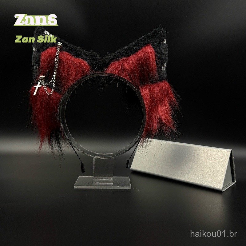 Tiara de Pelúcia com Orelhas de Animal Estilo Diabo, Acessório de Cabelo de Cosplay de Alta Qualidade, Acessório de Moda