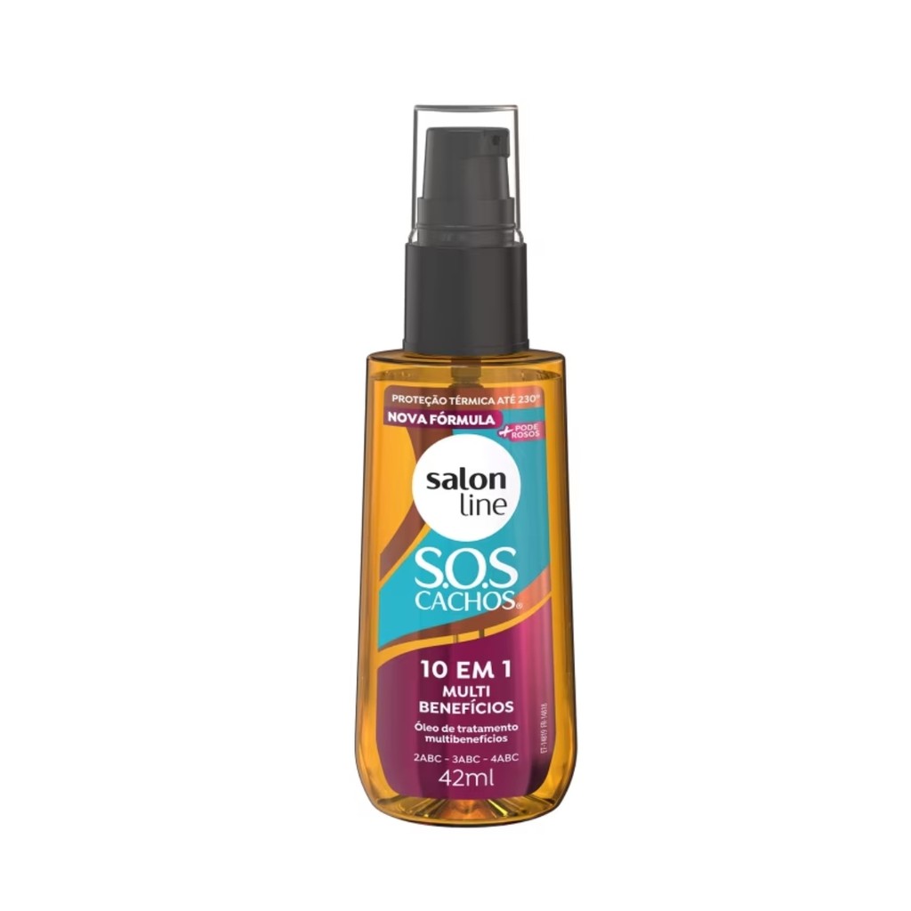 ÓLEO DE TRATAMENTO SOS CACHOS 10 EM 1 MULTIBENEFÍCIOS SALON LINE 42ML
