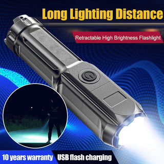 [Luz de Alta Intensidade] Compact Handheld Flashlight for Camping, Hiking, and Emergency Use USB/Zoom/Resistente