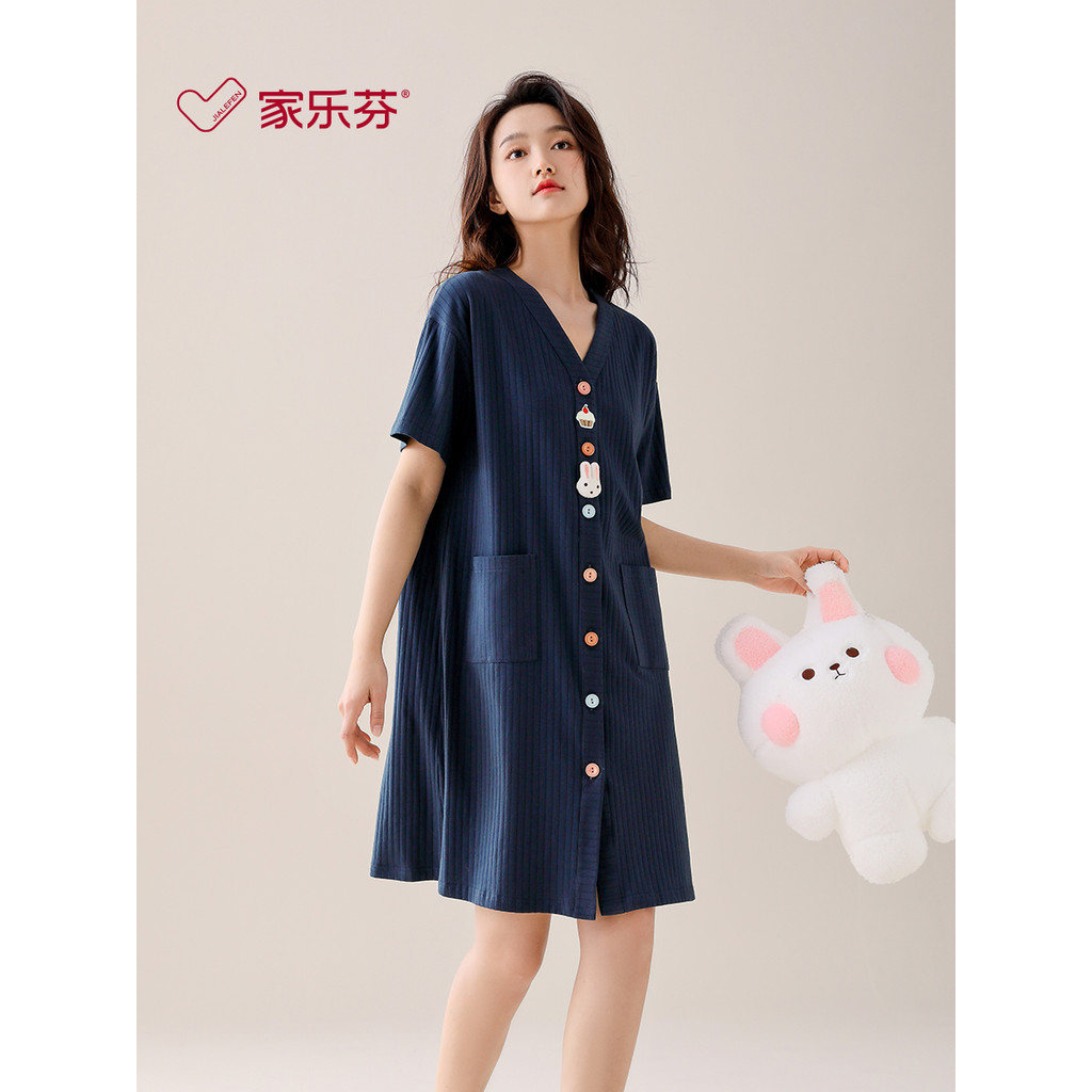 Kelef camisola senhoras pijamas verão verão estilo puro algodão de manga curta Cardigan camisa estilo longo Plus Size Ho