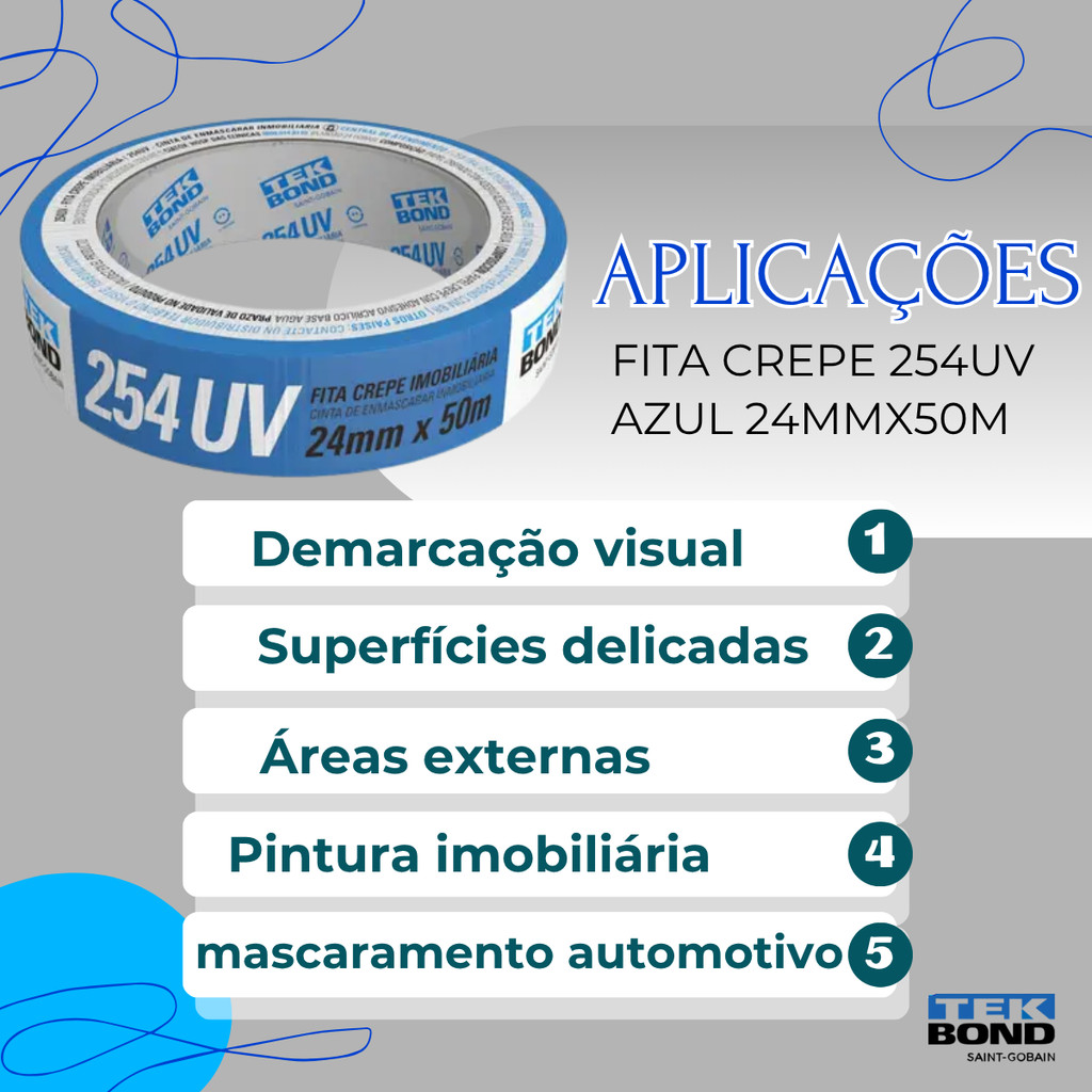 Fita Crepe Imobiliária Azul 24mm X 50m Parede Pintura · foto 2