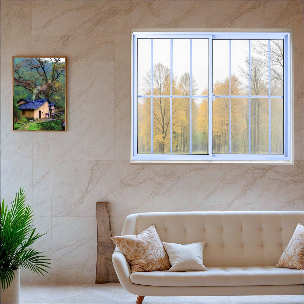 Janela de Alumínio de Correr 100x100cm 2 Folhas com Grade e Vidro Mini Boreal Linha Soft MGM Branco 100cm x 100cm