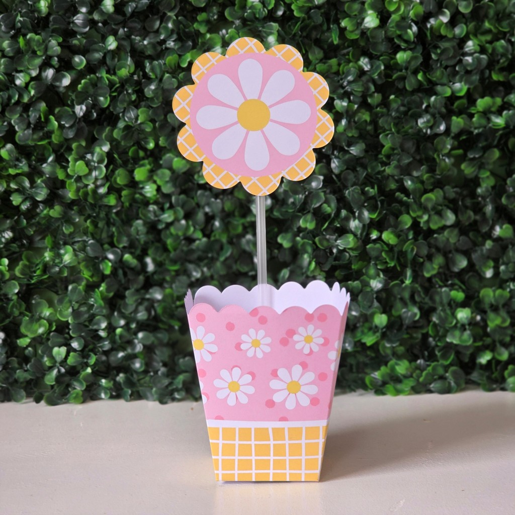 Centros de mesa MARGARIDAS ROSA para festa infantis lembrancinhas de aniversario mimo decoração personalizados tema
