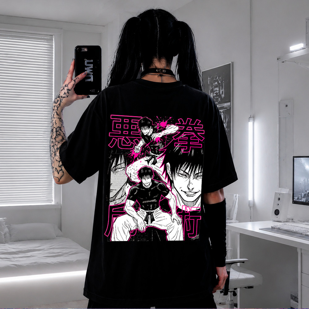 [Premium em Algodão Puro]SG Oversized Anime Camiseta Toji Jujutsu Kaisen treino academia streetwear