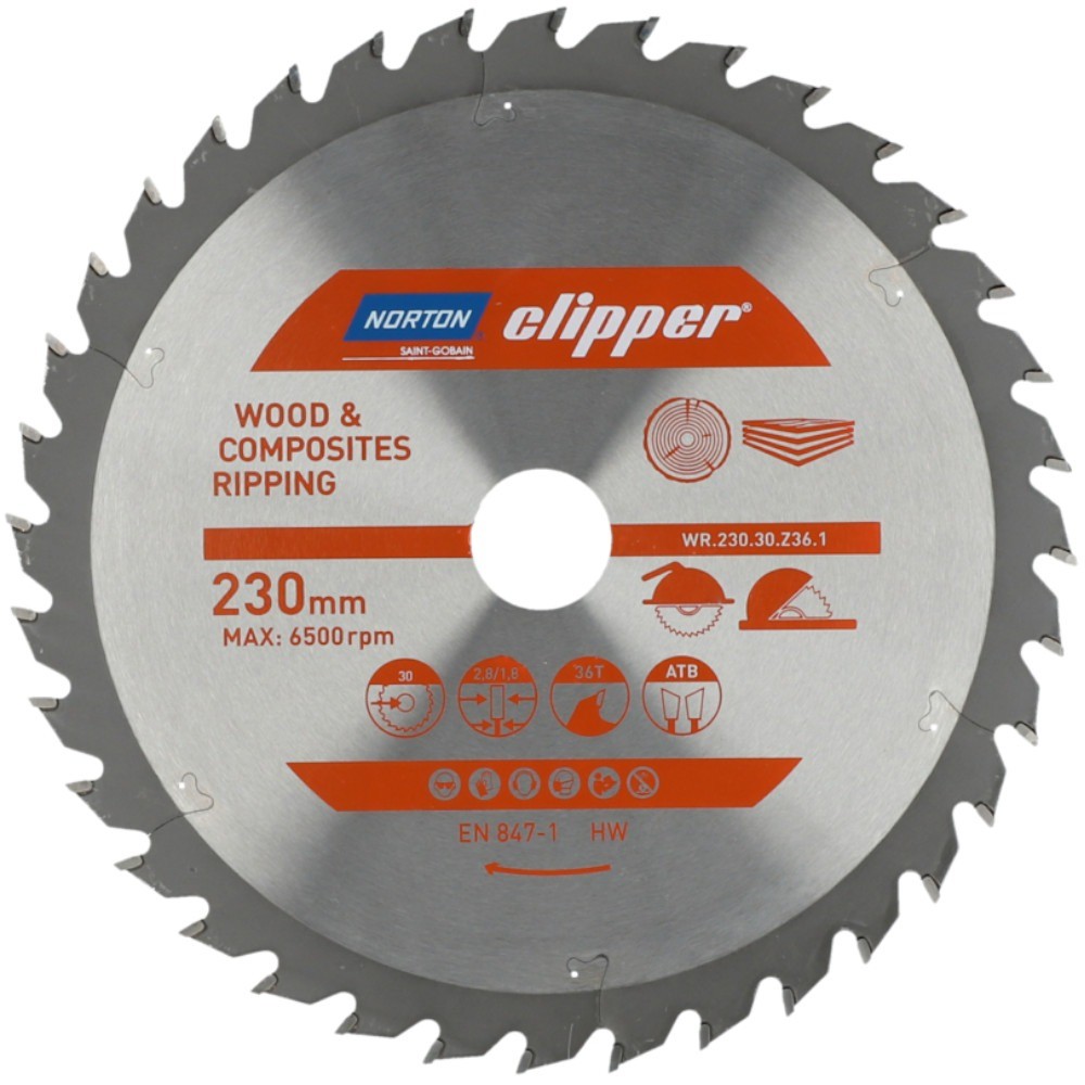 Disco de serra para madeira 230 x 30 mm 36 dentes - Norton