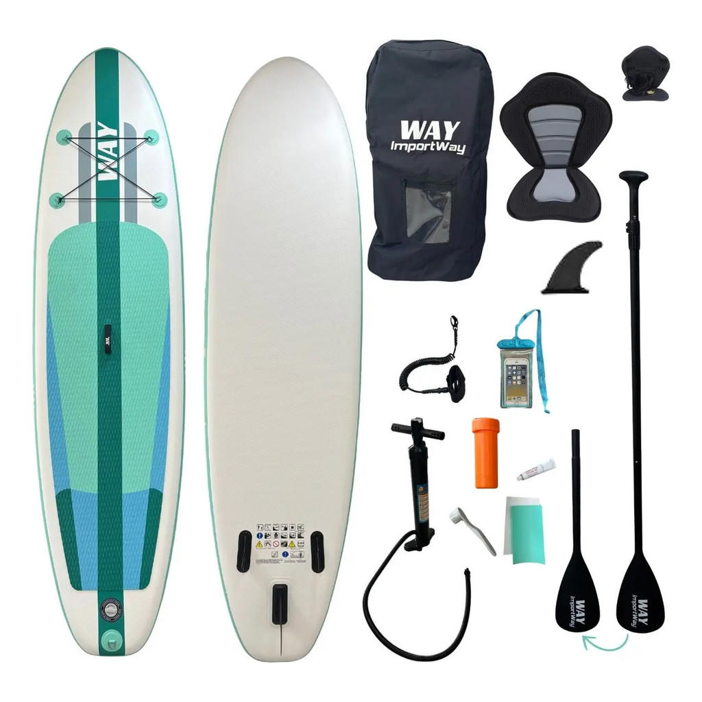 Prancha Stand Up Paddle Inflavel Com Assento Caiaque 140kg Kit Importway