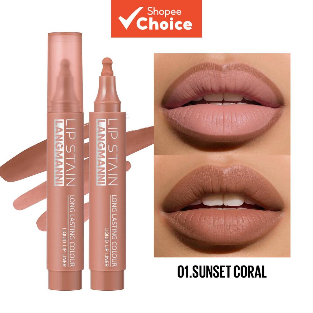Caneta delineador labial líquido LANGMANNI 1 unidade, longa duração, lápis de maquiagem labial à prova d'água para