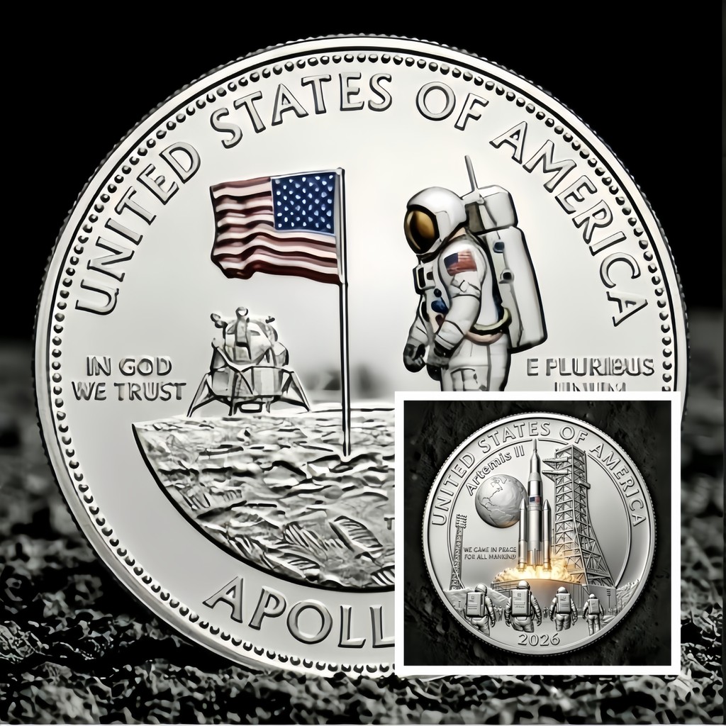 DIY Creative Culture Games & Anime Apollo Moon Landing Themed Limited Edition Commemorative Coins - Board Game Collectib