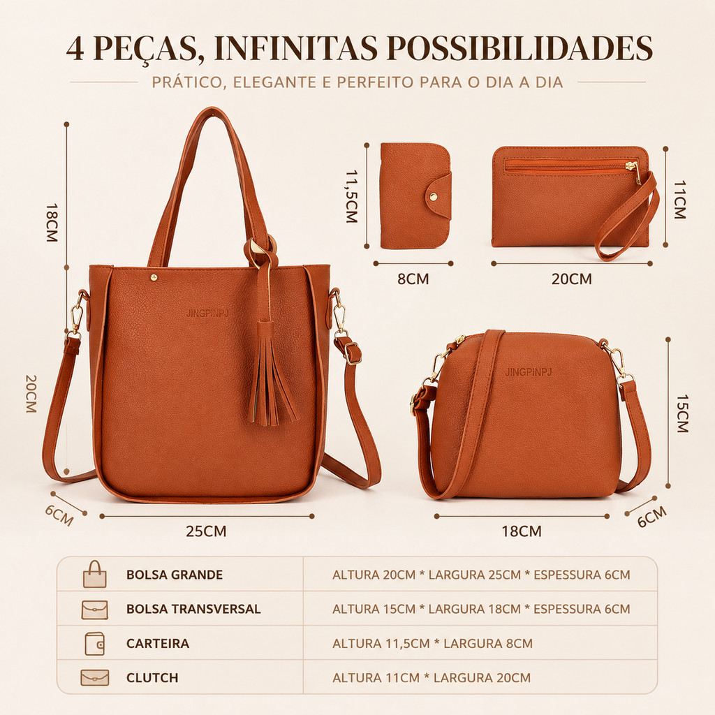 Conjunto de bolsas femininas/conjunto de quatro peças/bolsa de ombro/bolsa para mães · foto 2
