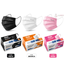 Máscara Descartável Cirúrgica Branca Preta Rosa Caixa 50un Medix