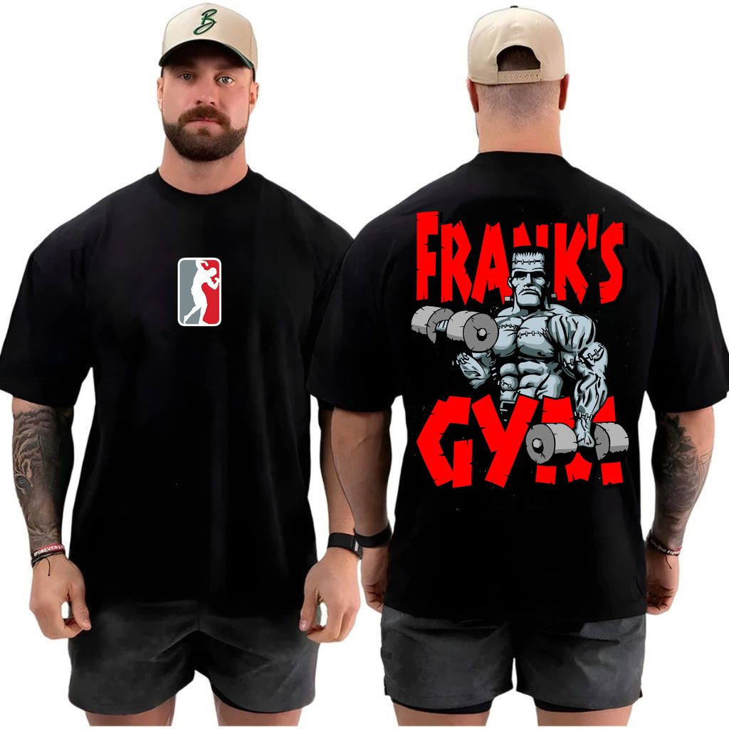 Camiseta masculina Oversized Estampa Frank's Gym para Academia Musculação camisa algodão Streetwear 100% Algodão
