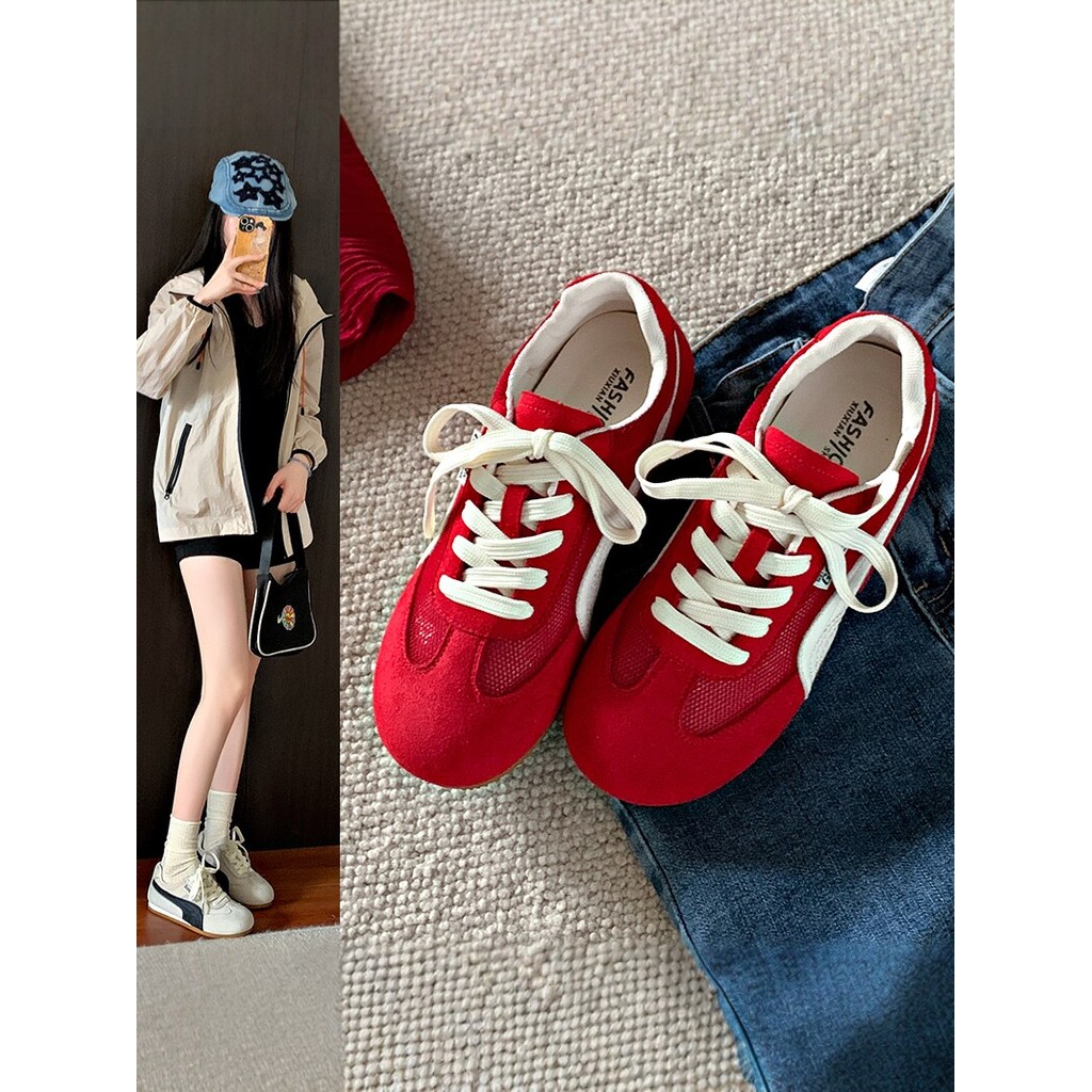 Papai sapatos femininos vermelho Benming ano sapatos femininos moda sapatos casuais tênis de sola grossa outono verão sa