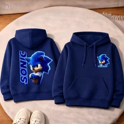 Moletom Blusa de Frio Infantil Canguru Premium Sonic Ouriço Quentinho Feminino e Masculino
