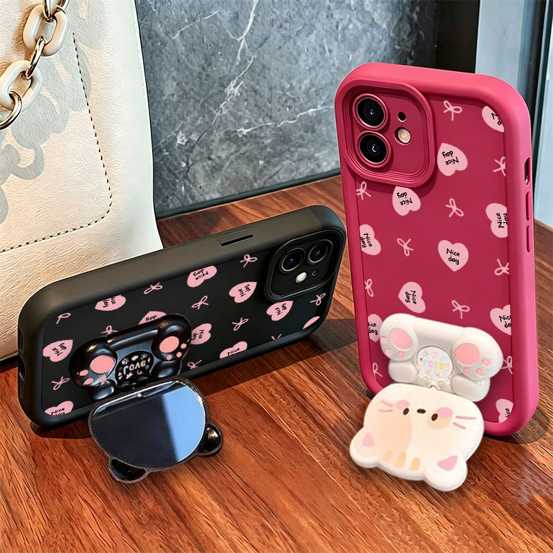 Capa De Telefone De Silicone Fosco Com Suporte Dobrável 3D Para Samsung A17 A07 A56 A36 A55 A54 A16 A15 A14 A05S A51 A52