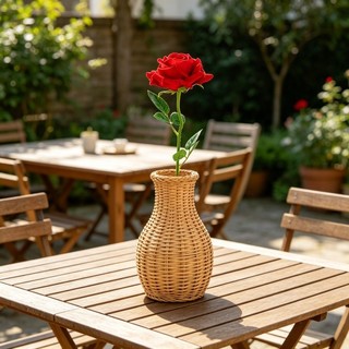 Jarro De Flores Trançado Estilo Palha Decorativo Sala Quarto Mesa