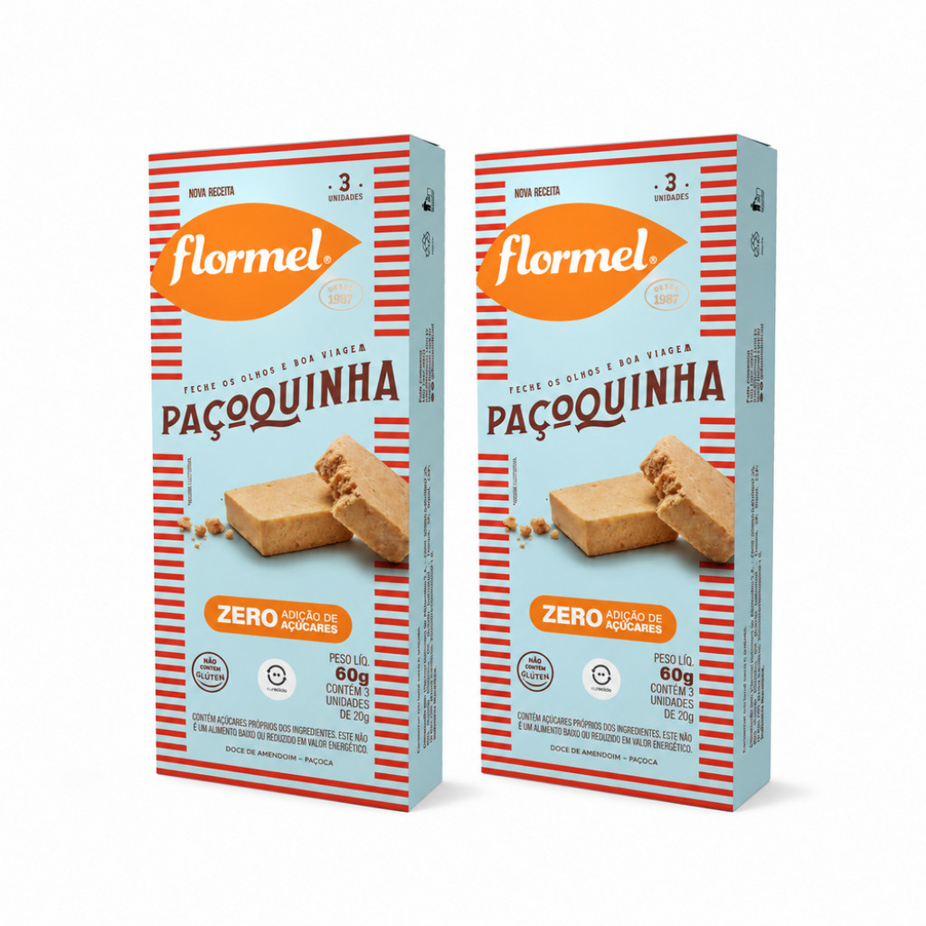 Kit 2 Paçoca Zero Açucar Sem Gluten 20g Amendoim