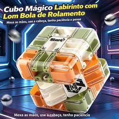 Cubo Mágico Labirinto com Bola, Brinquedo Educativo Infantil Anti Estresse bomm