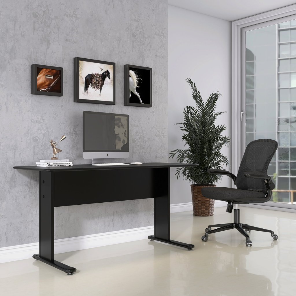 Escrivaninha Mesa Escritório Secretária MX120 Maxxi 120cm Preto Preto