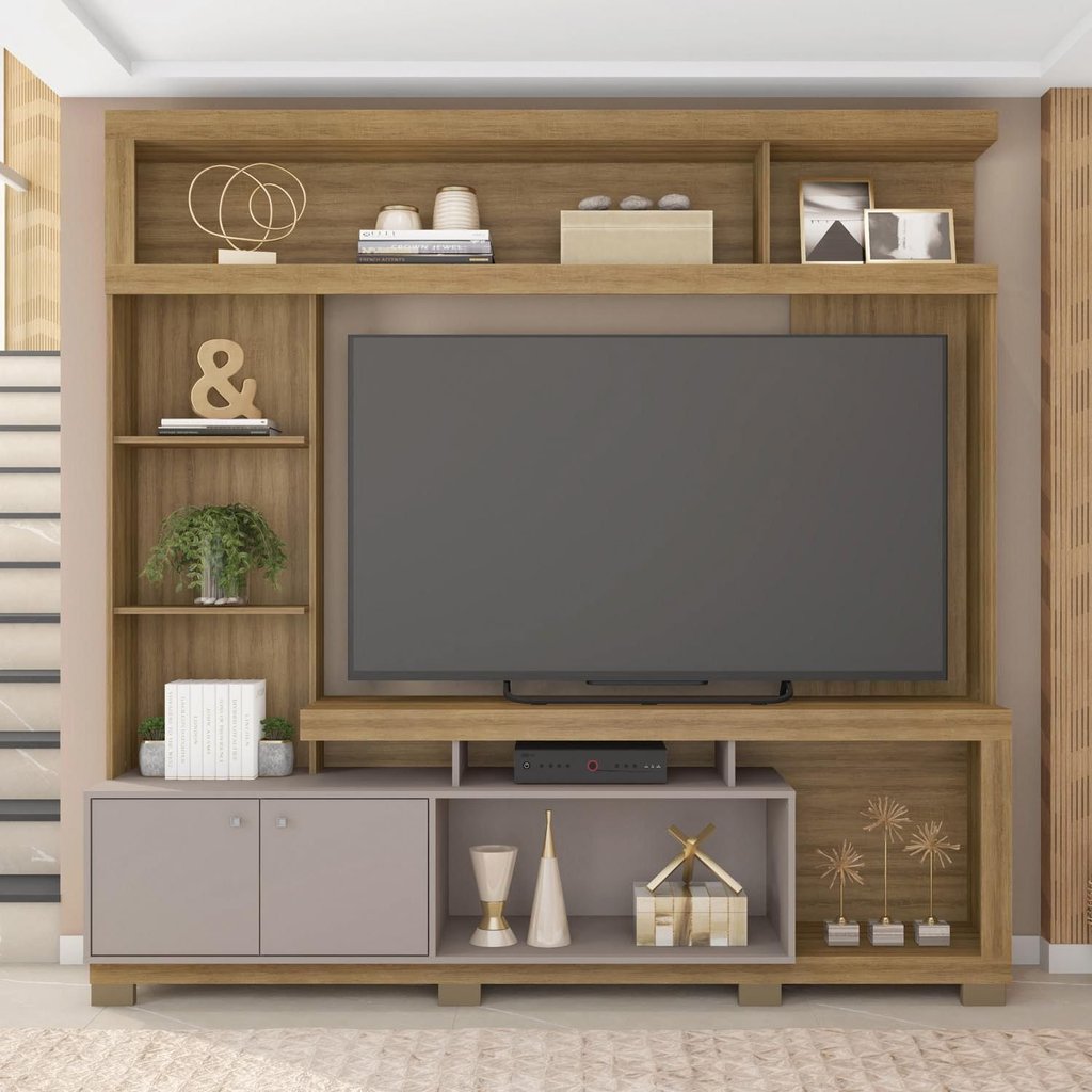 Estante para TV e Home Theater até 55 Polegadas 210CMX207,2cm 2 Portas Formosa Marrom Lamina Mel/Cacao