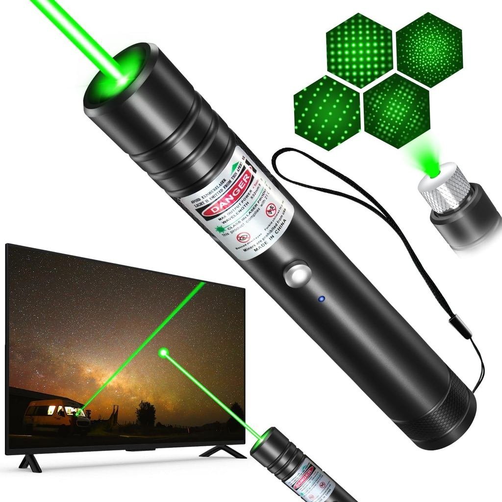 Ponteiro Laser Verde Recarregável Profissional de Alta Potência, Luz Laser Verde de Longo Alcance para Telas de TV/LED/L
